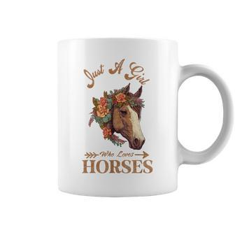 Vintage Retro Just A Girl Who Loves Horses Horseback Riding Coffee Mug - Seseable