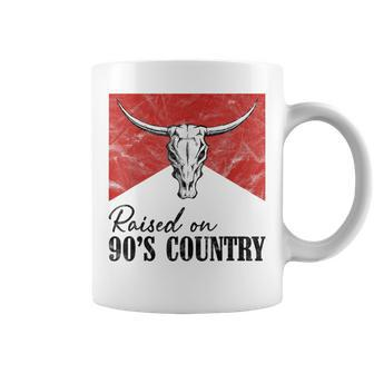 Vintage Western Bull Skull Raised On 90'S Country Music Coffee Mug - Seseable