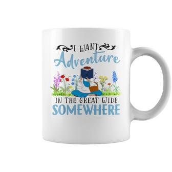 I Want Adventure In The Great Wide Somewhere Bookworm Books Coffee Mug | Mazezy