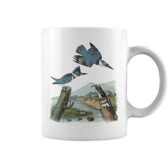 Watercolor Belted Kingfisher Bird Eat Fish Nature Birding Coffee Mug | Mazezy