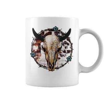 Western Boho Cow Bull Skul Rodeo Girl Coffee Mug | Mazezy
