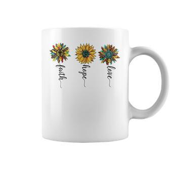 Western Boho Faith Cross Hope Love Christian Jesus Sunflower Faith Funny Gifts Coffee Mug | Mazezy UK