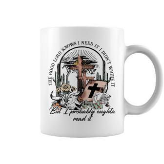 Western Christian Boho Faith Cross Desert Sunset Good Lord Faith Funny Gifts Coffee Mug | Mazezy AU