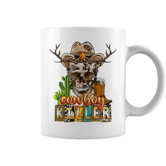 Western Cowboy Killer Cowhide Country Skull Cowboy Hat Coffee Mug | Mazezy