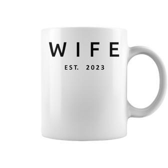 Wife Est 2023 Wedding Married Couple Matching Husband Wife Coffee Mug - Seseable