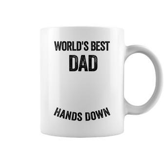 Worlds Best Dad Hands Down Make A Handprint Coffee Mug - Thegiftio UK