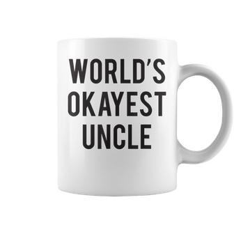 Worlds Okayest Uncle Funny Sarcastic Humor Coffee Mug | Mazezy