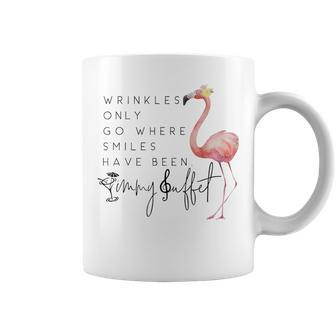 Wrinkles Only Go Where Smiles Have Been Cute Flamingo Coffee Mug - Monsterry DE