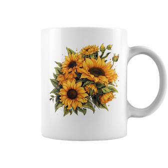 Yellow Sunflowers Cute Summer Flowers Floral Positivity Coffee Mug | Mazezy