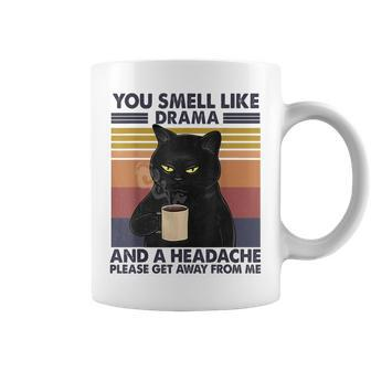 You Smell Like Drama And A Headache Coffee Cat Coffee Mug - Monsterry