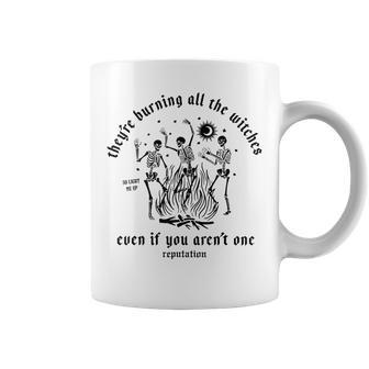 They're Burning All The Witches Halloween Skeleton Coffee Mug - Seseable