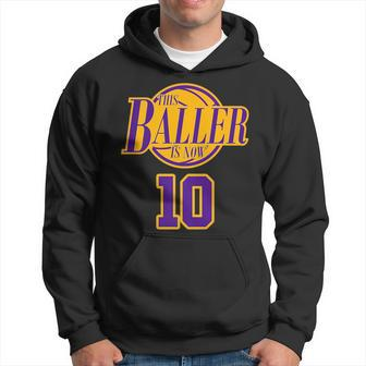 10 Years Old Birthday Basketball Baller Purple And Yellow Hoodie | Mazezy DE