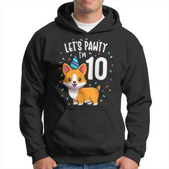 10 Years Old Corgi Dog Lover 10Th Birthday Party Outfit Kid Hoodie | Mazezy