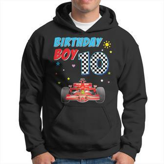 10Th Tenth Happy Birthday Racing Car Boy 10 Year Old Kid Racing Funny Gifts Hoodie | Mazezy