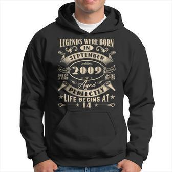 14Th Birthday 14 Years Old Legends Born September 2009 Hoodie - Seseable