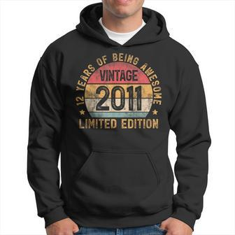 2011 Turning 12 Bday 12Th Birthday Boy 12 Years Old Vintage Hoodie | Mazezy