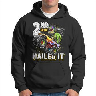 2Nd Grade Nailed It Dinosaur Monster Truck Graduation Cap Hoodie | Mazezy DE