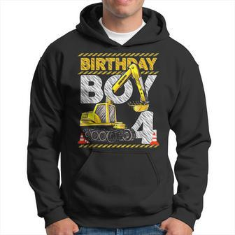 4 Years Old Construction Truck Excavator 4Th Birthday Boys Hoodie - Seseable