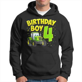 4Th Birthday Boy 4 Year Old Farm Truck Tractor Party Tractor Funny Gifts Hoodie | Mazezy