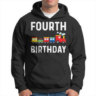 4Th Birthday Train Theme Party Toddler Boys Kids 4 Year Old Hoodie | Mazezy