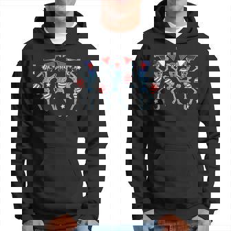 4Th Of July American Flag Funny Dancing Skeleton Dancing Funny Gifts Hoodie | Mazezy