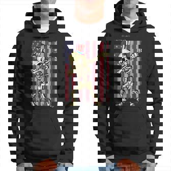 4Th Of July Dabbing Skeleton American Flag Dabbing Hoodie | Mazezy