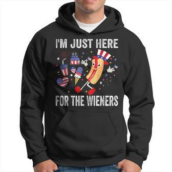 4Th Of July Im Just Here For The Wieners Funny Hot Dog Hoodie | Mazezy