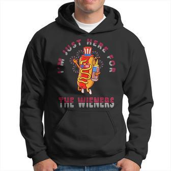 4Th Of July Im Just Here For The Wieners Hot Dogs Funny Hoodie - Thegiftio UK