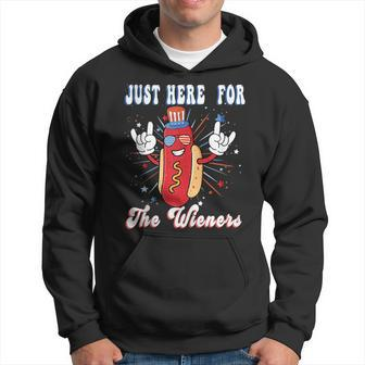 4Th Of July Im Just Here For The Wieners Hot Dogs Funny Hoodie | Mazezy