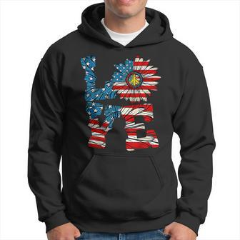 4Th Of July Love Peace Sunflower Patriotic American Flag Usa Hoodie - Monsterry UK