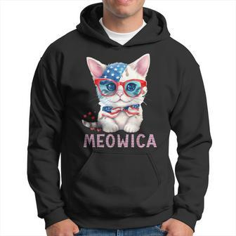 4Th Of July Meowicas Patriotic Graphic For Cat Lovers Hoodie | Mazezy