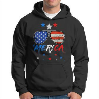 4Th Of July Merica Sunglasses All America Usa Flag Vintage Hoodie - Monsterry