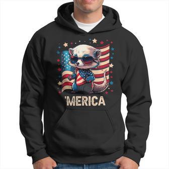 4Th Of July Patriotic Ferret Merica Hoodie - Monsterry UK