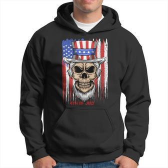 4Th Of July Patriotic Skeleton 4Th Of July American Flag Patriotic Funny Gifts Hoodie | Mazezy