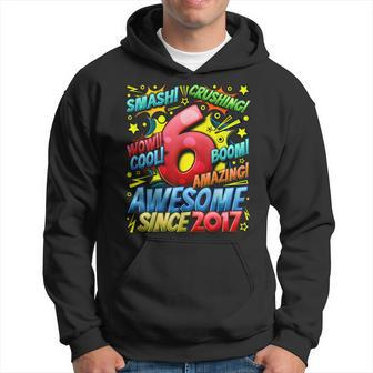 6Th Birthday Comic Style Awesome Since 2017 6 Year Old Boy Hoodie - Monsterry