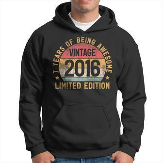 7Th Birthday Vintage 2016 Boy Turning 7 Bday 7 Years Old Hoodie | Mazezy CA