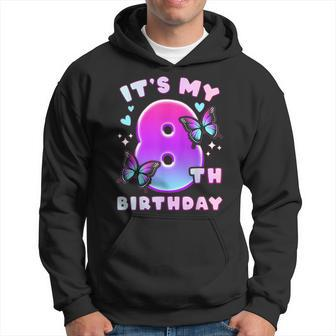 8Th Birthday Girl 8 Years Butterflies And Number 8 Hoodie | Mazezy UK