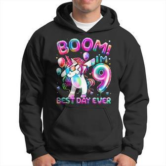 9 Years Old Dabbing Unicorn Gifts 9Th Birthday Girl Party Hoodie - Seseable