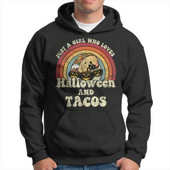 A Girl Who Loves Halloween And Tacos 70S Retro Vintage Tacos Funny Gifts Hoodie | Mazezy