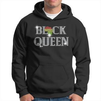 Afro Woman Black Queen Bling Rhinestone Black Queen Diamond Hoodie | Mazezy