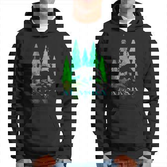 Alaska - Alaskan Northern Light Trees With Bear Hoodie - Thegiftio UK