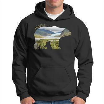 Alaska Bear Grizzly Bear With Alaska Mountains Hoodie | Mazezy