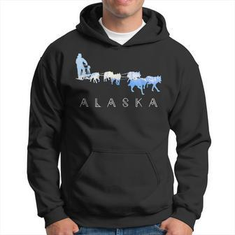 Alaska Sled Dogs Mushing Sled Dog Team Snow Mountain Scene Hoodie | Mazezy