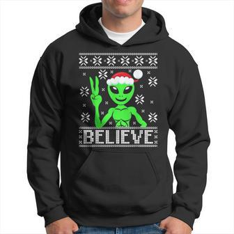 Alien Believe Ugly Christmas Sweater Hoodie | Mazezy