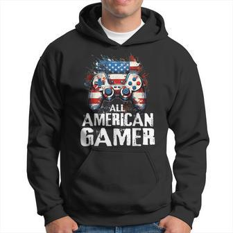 All American Gamer 4Th Of July Video Games Boys Ns Kids Games Funny Gifts Hoodie | Mazezy AU