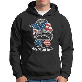 All American Girls 4Th Of July Messy Bun Hairdresser Hoodie - Seseable