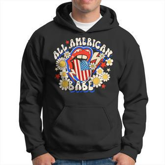 All American Retro Flower Babe 4Th Of July Usa Lip Patriotic Hoodie - Monsterry