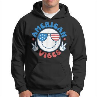 America Vibes Fourth 4Th Of July Happy Face Smile Patriotic Hoodie | Mazezy