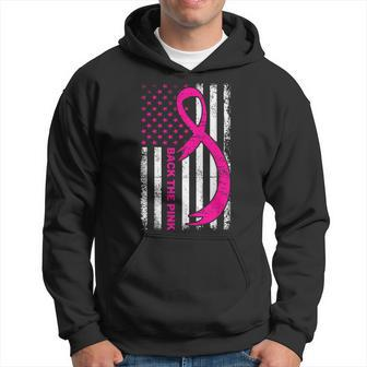 American Flag Back The Pink Breast Cancer Awareness Ribbon Hoodie - Seseable