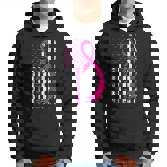 American Flag Back The Pink Breast Cancer Awareness Ribbon Hoodie - Seseable